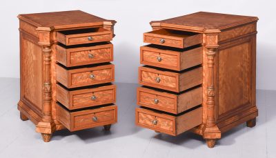 Pair of Monumental Satinwood Pedestals bedside Antique Chest Of Drawers 13