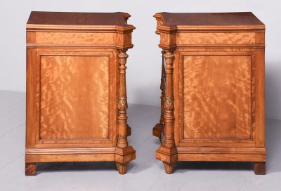 Pair of Monumental Satinwood Pedestals bedside Antique Chest Of Drawers 14