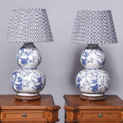 Pair of Chinese Double Gourd Lamps Antique Lighting 3