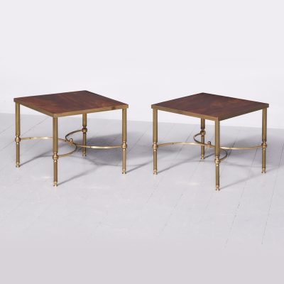 Pair of French Brass & Mahogany Occasional Tables