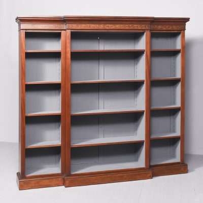 19th Century Sheraton-Style Inlaid Mahogany Breakfront Bookcase breakfront bookcase Antique Bookcases 4