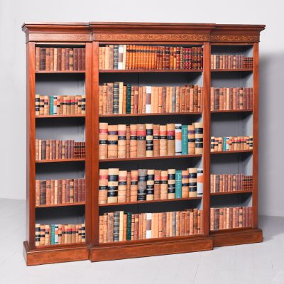 19th Century Sheraton-Style Inlaid Mahogany Breakfront Bookcase breakfront bookcase Antique Bookcases 3