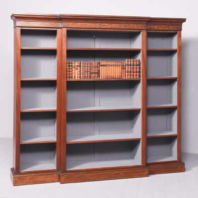 19th Century Sheraton-Style Inlaid Mahogany Breakfront Bookcase breakfront bookcase Antique Bookcases 12