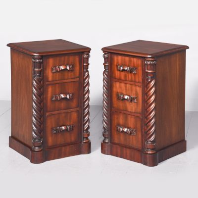 Pair of Mid-Victorian Carved Mahogany Small Chest of Drawers/Bedside Lockers bedside Antique Cabinets 3