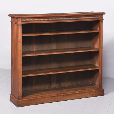 Late Victorian Walnut Open Bookcase with Adjustable Shelves open bookcase Antique Bookcases 4