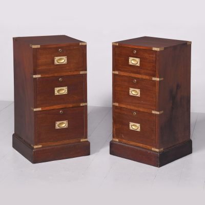 Pair of Mid-Victorian Mahogany Brass-Bound, Small Military Chests/Bedside Lockers bedside Antique Chest Of Drawers 3