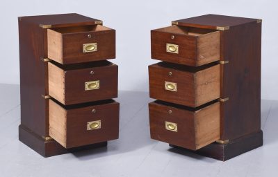 Pair of Mid-Victorian Mahogany Brass-Bound, Small Military Chests/Bedside Lockers bedside Antique Chest Of Drawers 10