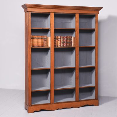 Late Victorian Tall Three-Section Walnut Open Bookcase - Image 9