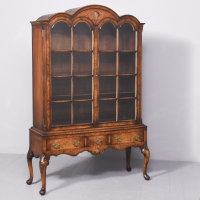 Magnificent George II Style Burr Walnut Bookcase/Glazed Cabinet Antique Cabinet Antique Cabinets 3