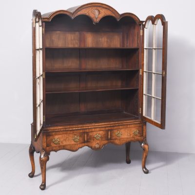 Magnificent George II Style Burr Walnut Bookcase/Glazed Cabinet Antique Cabinet Antique Cabinets 14