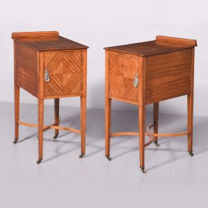 Pair of Satinwood Inlaid Bedside Cabinets Antique Cabinets