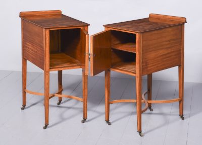 Pair of Satinwood Inlaid Bedside Cabinets - Image 9