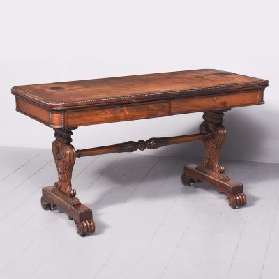 Free Standing Regency Rosewood Library Table of Exceptional Quality library table Antique Desks 3