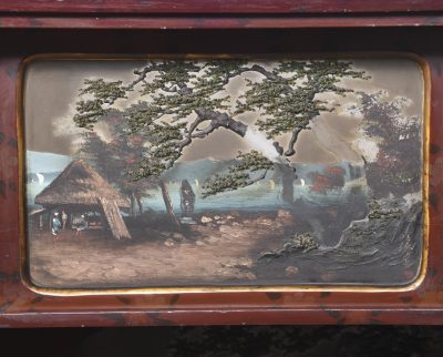 A Meiji Period Painted Shodana Cabinet on Stand Antique Cabinets 6