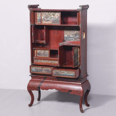 A Meiji Period Painted Shodana Cabinet on Stand Antique Cabinets 15