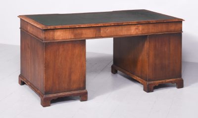 Early Georgian-Style Figured Walnut, Freestanding Kneehole Writing Desk antique writing desk Antique Desks 4