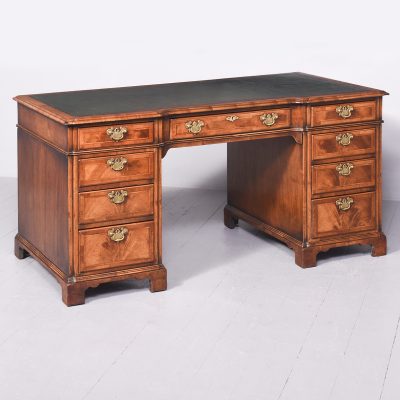 Early Georgian-Style Figured Walnut, Freestanding Kneehole Writing Desk antique writing desk Antique Desks 3