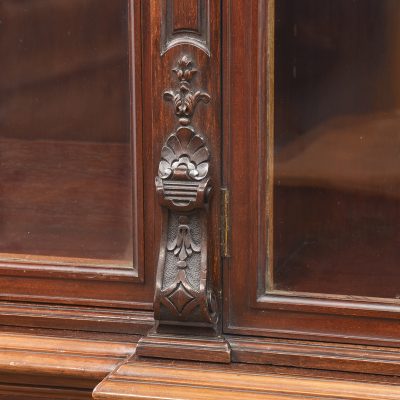 4 Door Profusely Carved Mahogany Bookcase - Image 2