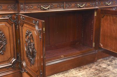 4 Door Profusely Carved Mahogany Bookcase breakfront Antique Bookcases 8