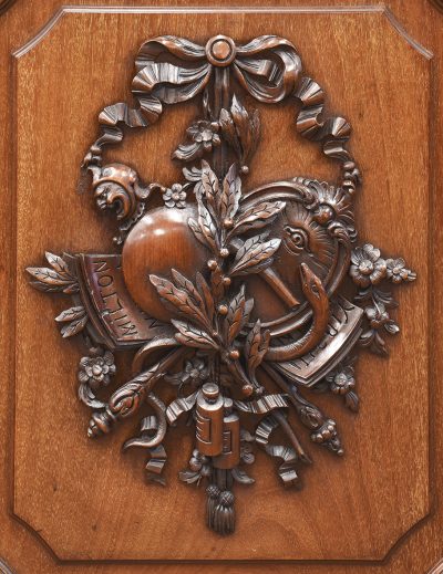 4 Door Profusely Carved Mahogany Bookcase - Image 7