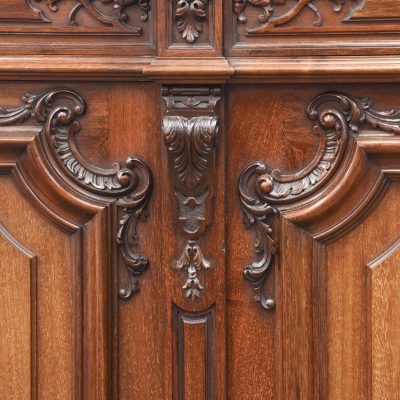 4 Door Profusely Carved Mahogany Bookcase - Image 8