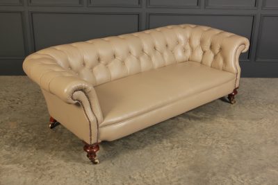 Victorian Taupe Leather Chesterfield Sofa antique chesterfield Antique Furniture 4