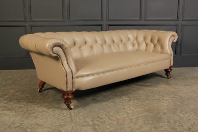 Victorian Taupe Leather Chesterfield Sofa antique chesterfield Antique Furniture 5