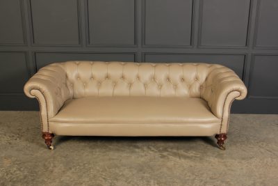 Victorian Taupe Leather Chesterfield Sofa antique chesterfield Antique Furniture 6