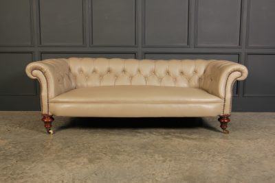 Victorian Taupe Leather Chesterfield Sofa antique chesterfield Antique Furniture 7