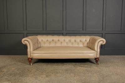 Victorian Taupe Leather Chesterfield Sofa antique chesterfield Antique Furniture 8