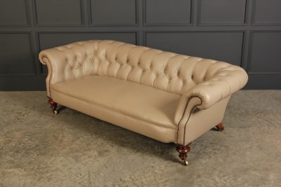 Victorian Taupe Leather Chesterfield Sofa antique chesterfield Antique Furniture 9