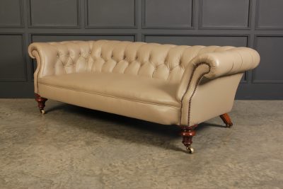 Victorian Taupe Leather Chesterfield Sofa antique chesterfield Antique Furniture 10