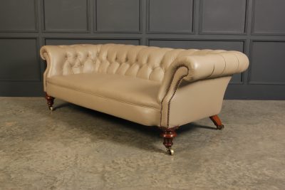 Victorian Taupe Leather Chesterfield Sofa antique chesterfield Antique Furniture 3