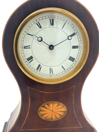 Gorgeous Edwardian Inlaid Balloon Shaped Mantel Clock – 8 Day Clock French mantel clock Antique Clocks 3