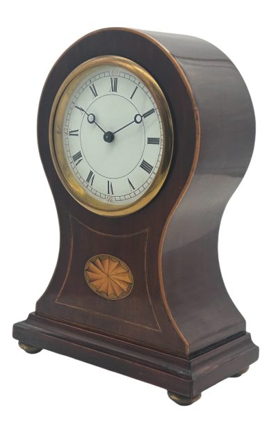 Gorgeous Edwardian Inlaid Balloon Shaped Mantel Clock – 8 Day Clock French mantel clock Antique Clocks 8