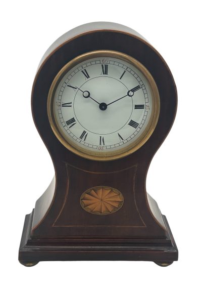 Gorgeous Edwardian Inlaid Balloon Shaped Mantel Clock – 8 Day Clock French mantel clock Antique Clocks 9