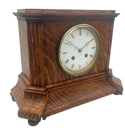 Lovely Edwardian architectural Oak Case Mantel Clock – 8 Day gong striking Clock Mantel Clock Antique Clocks 8