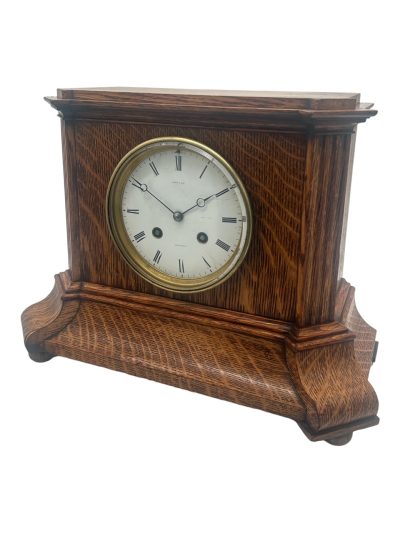 Lovely Edwardian architectural Oak Case Mantel Clock – 8 Day gong striking Clock Mantel Clock Antique Clocks 12