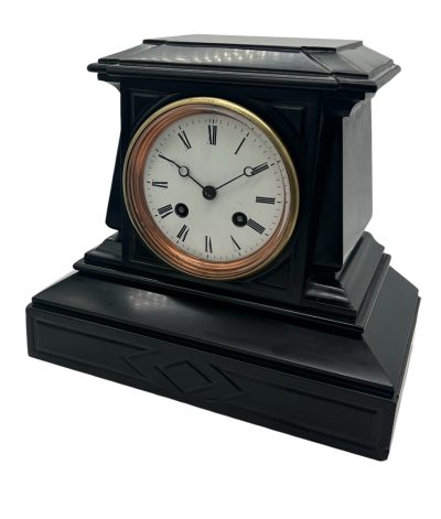 Sublime Edwardian architectural Slate Mantel Clock – 8 Day bell striking Clock French mantel clock Antique Clocks 8