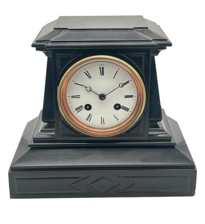 Sublime Edwardian architectural Slate Mantel Clock – 8 Day bell striking Clock French mantel clock Antique Clocks 3