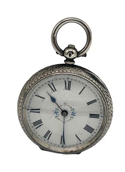 Fabulous Antique Key Wind Engraved Silver Case Fob Pocket Watch – ca 1880