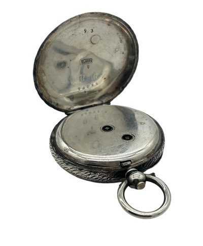 Fabulous Antique Key Wind Engraved Silver Case Fob Pocket Watch – ca 1880 - Image 7