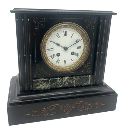 Exquisite Victorian Marble & Slate Mantel Clock – 8 Day bell striking Clock French mantel clock Antique Clocks 4