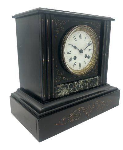 Exquisite Victorian Marble & Slate Mantel Clock – 8 Day bell striking Clock French mantel clock Antique Clocks 7