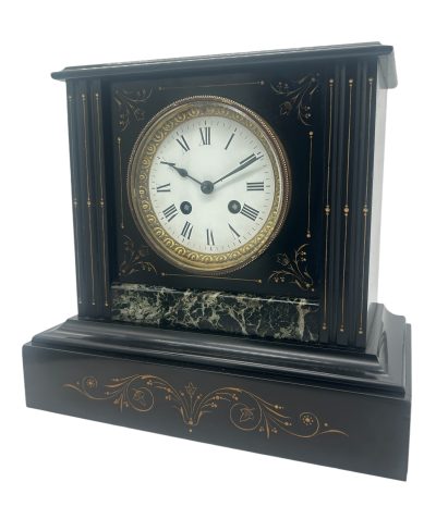 Exquisite Victorian Marble & Slate Mantel Clock – 8 Day bell striking Clock French mantel clock Antique Clocks 9