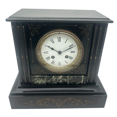 Exquisite Victorian Marble & Slate Mantel Clock – 8 Day bell striking Clock French mantel clock Antique Clocks 10