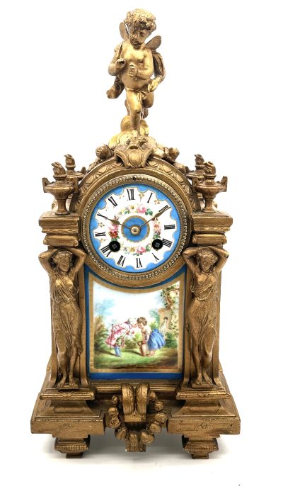 Stunning French Victorian Sevres ormolu 8 day mantel Clock – CA 1860 Sevres Antique Clocks 3