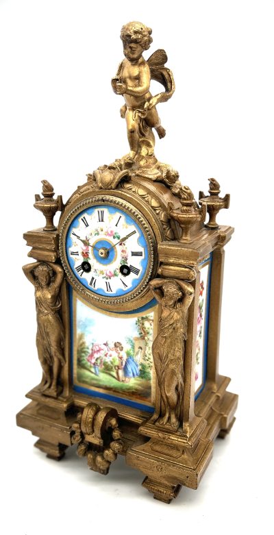 Stunning French Victorian Sevres ormolu 8 day mantel Clock – CA 1860 Sevres Antique Clocks 5