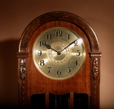 Art Deco Black Forest Friedrich Mauthe Schwenningen Walnut Longcase Clock Circa 1920. art deco Antique Clocks 4