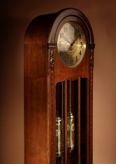 Art Deco Black Forest Friedrich Mauthe Schwenningen Walnut Longcase Clock Circa 1920. art deco Antique Clocks 10